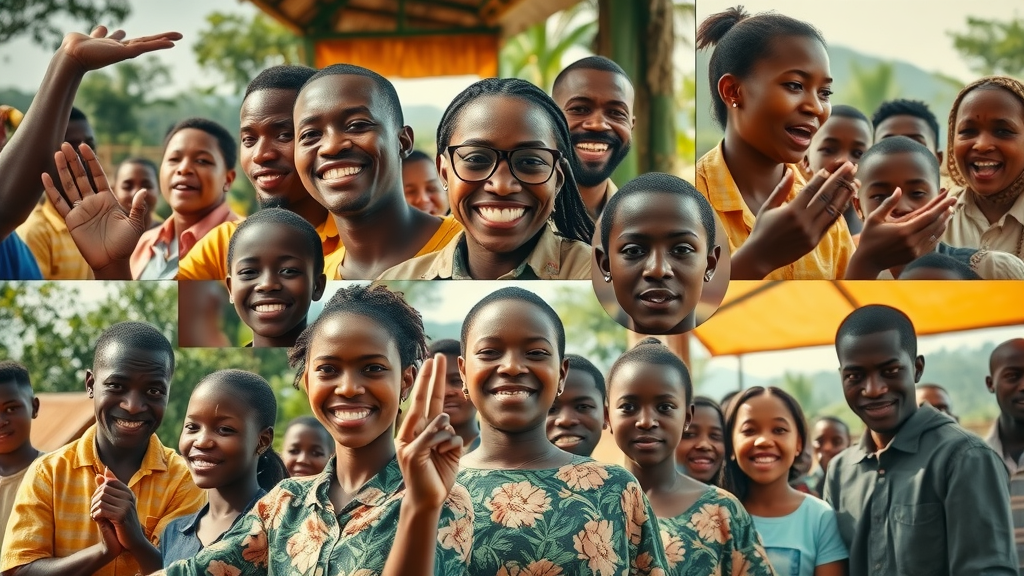 Dynamic collage of Ugandan social innovation projects, environmental and community action, collaboration and progress