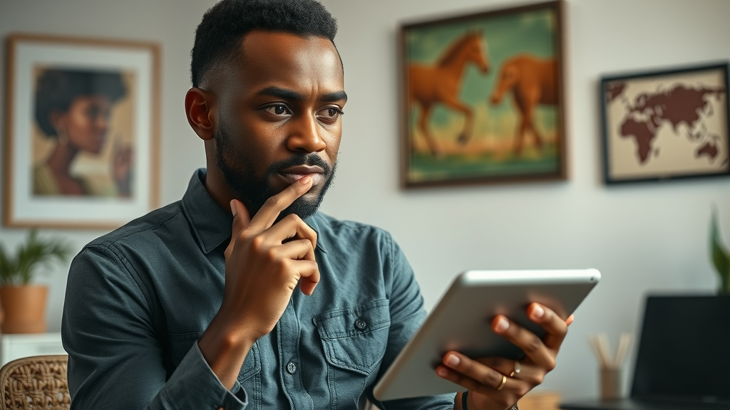 African social media marketing trends - South African brand manager reviewing Instagram engagement decline