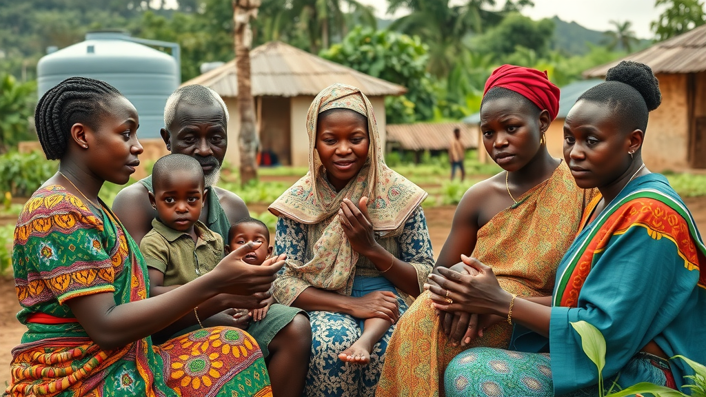 Rural African leaders working on climate adaptation for sustainable business growth Africa