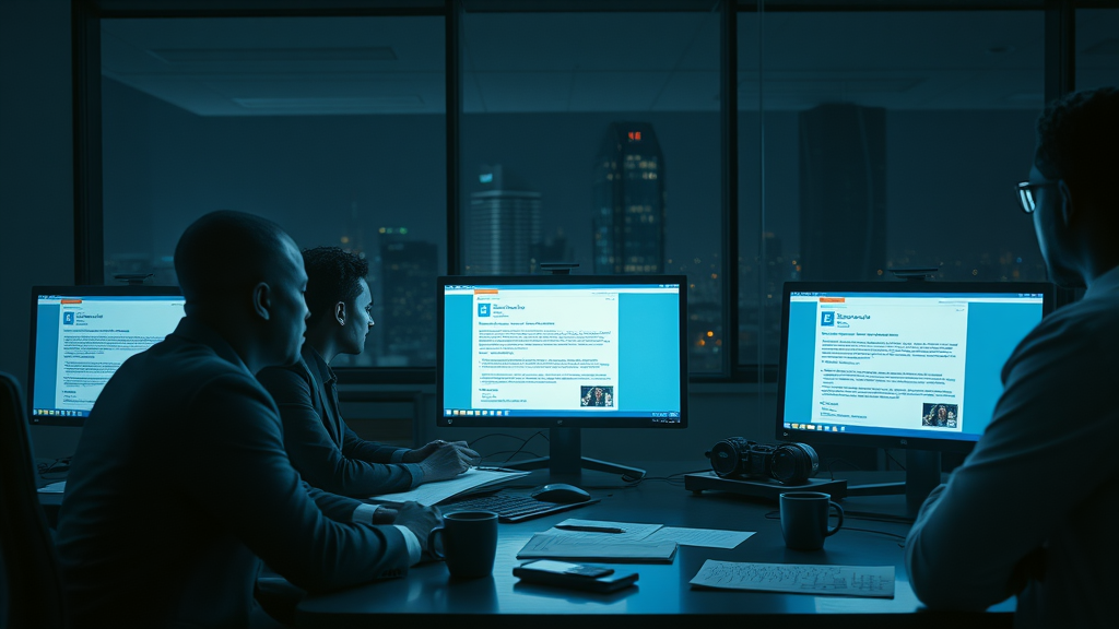 African business office at night with tense executives managing brand crisis management Africa