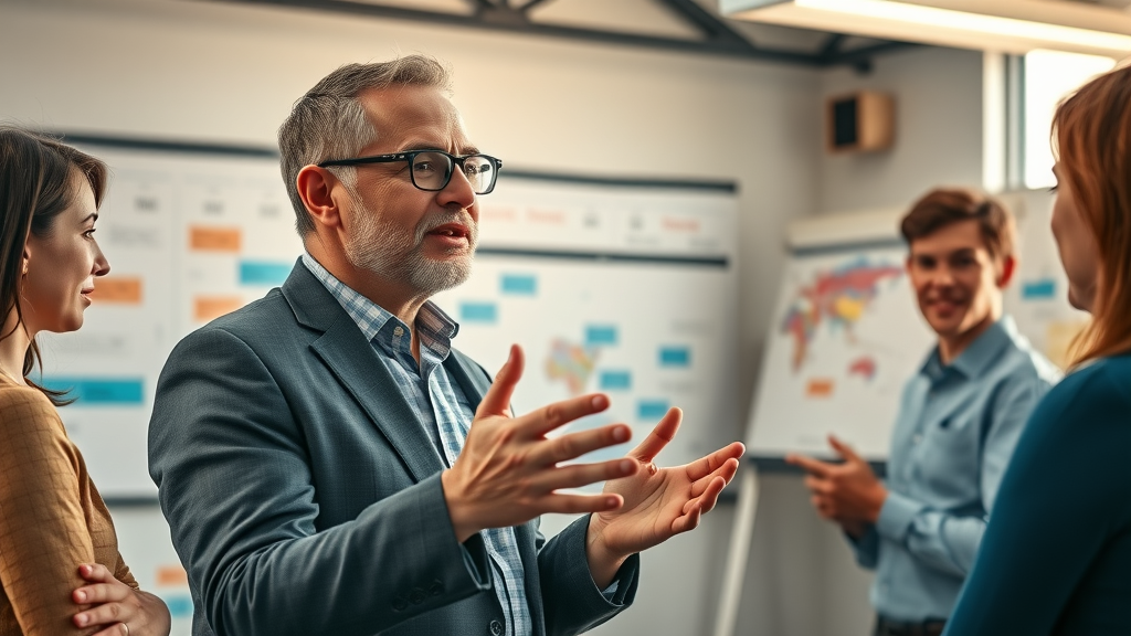 ethical persuasion vs manipulation - Visionary leader inspiring ethical behavior in collaborative workspace