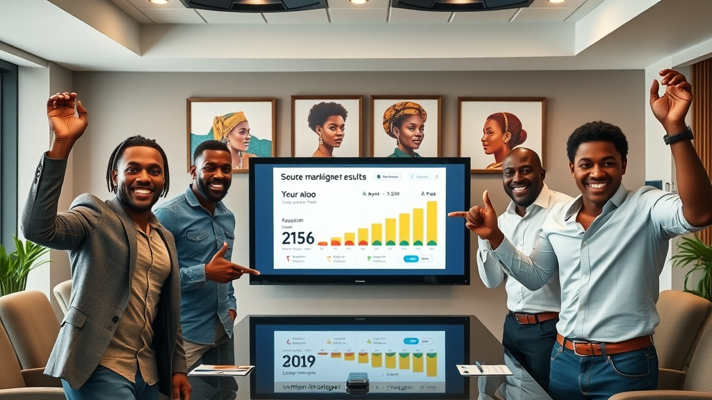 African social media marketing trends - South African team presenting successful campaign results on new platforms
