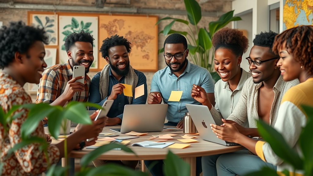 African marketing team collaborating to improve marketing ROI measurement