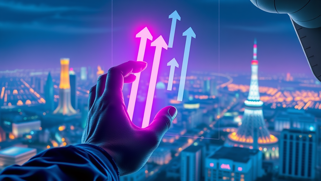 content marketing Africa infographic performance metrics dynamic arrows African cities backdrop futuristic data highlights